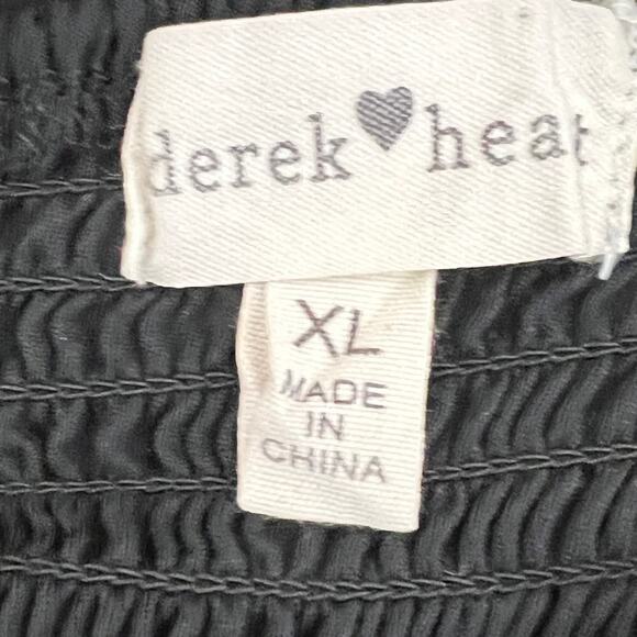 Derek Heart Womens Black Babydoll Maxi Dress Size M Smocked Bodice High Low Hem - Picture 7 of 8